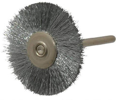 Anderson - 1-1/4" OD, 1/8" Shank Diam, Crimped Steel Wheel Brush - 0.005" Filament Diam, 25,000 RPM - All Tool & Supply