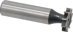 Interstate - 3/4" Diam x 1/8" Face Width, High Speed Steel, 10 Teeth, Shank Connection Woodruff Keyseat Cutter - Uncoated, 2-1/8" OAL x 1/2" Shank, Straight Teeth, ANSI 406, Old Standard 7 - All Tool & Supply