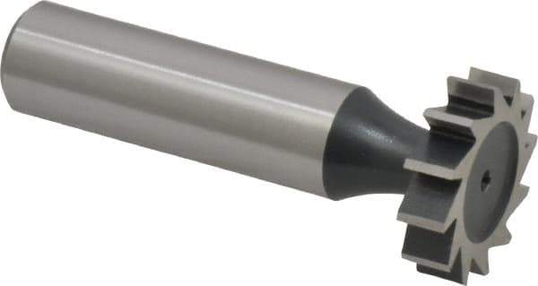 Interstate - 7/8" Diam x 7/32" Face Width, High Speed Steel, 10 Teeth, Shank Connection Woodruff Keyseat Cutter - Uncoated, 2-7/32" OAL x 1/2" Shank, Straight Teeth, ANSI 707, Old Standard 12 - All Tool & Supply