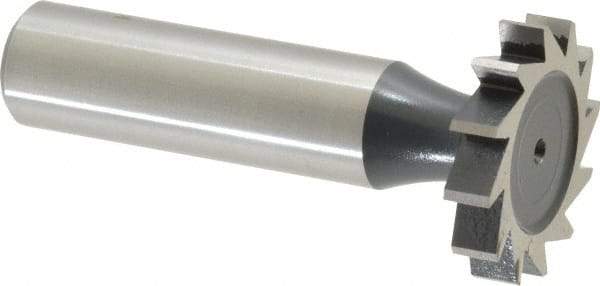 Interstate - 1" Diam x 3/16" Face Width, High Speed Steel, 12 Teeth, Shank Connection Woodruff Keyseat Cutter - Uncoated, 2-3/16" OAL x 1/2" Shank, Straight Teeth, ANSI 608, Old Standard 13 - All Tool & Supply