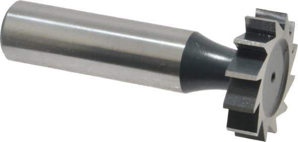 Interstate - 1" Diam x 1/4" Face Width, High Speed Steel, 12 Teeth, Shank Connection Woodruff Keyseat Cutter - Uncoated, 2-1/4" OAL x 1/2" Shank, Straight Teeth, ANSI 808, Old Standard 15 - All Tool & Supply