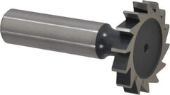 Interstate - 1-1/4" Diam x 7/32" Face Width, High Speed Steel, 14 Teeth, Shank Connection Woodruff Keyseat Cutter - Uncoated, 2-7/32" OAL x 1/2" Shank, Straight Teeth, ANSI 710, Old Standard 20 - All Tool & Supply