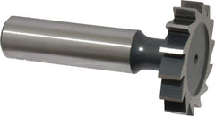 Interstate - 1-1/4" Diam x 1/4" Face Width, High Speed Steel, 14 Teeth, Shank Connection Woodruff Keyseat Cutter - Uncoated, 2-1/4" OAL x 1/2" Shank, Straight Teeth, ANSI 810, Old Standard 21 - All Tool & Supply