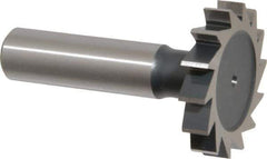 Interstate - 1-3/8" Diam x 1/4" Face Width, High Speed Steel, 14 Teeth, Shank Connection Woodruff Keyseat Cutter - Uncoated, 2-1/4" OAL x 1/2" Shank, Straight Teeth, ANSI 811, Old Standard 22 - All Tool & Supply