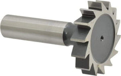 Interstate - 1-1/2" Diam x 5/16" Face Width, High Speed Steel, 16 Teeth, Shank Connection Woodruff Keyseat Cutter - Uncoated, 2-5/16" OAL x 1/2" Shank, Straight Teeth, ANSI 1012, Old Standard 25 - All Tool & Supply