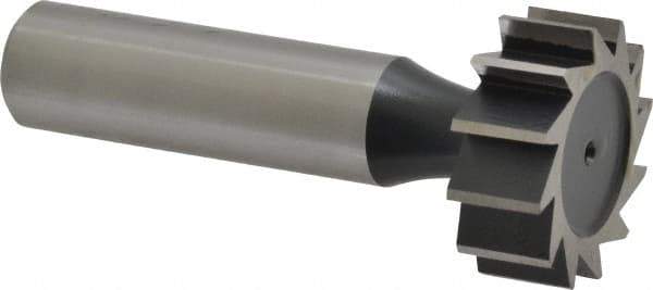 Interstate - 1" Diam x 3/8" Face Width, High Speed Steel, 12 Teeth, Shank Connection Woodruff Keyseat Cutter - Uncoated, 2-3/8" OAL x 1/2" Shank, Straight Teeth, ANSI 1208, Old Standard 152 - All Tool & Supply