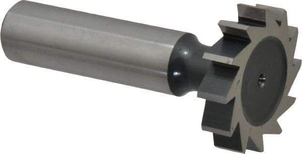 Interstate - 1-1/8" Diam x 1/4" Face Width, Cobalt, 12 Teeth, Shank Connection Woodruff Keyseat Cutter - Uncoated, 2-1/4" OAL x 1/2" Shank, Straight Teeth, ANSI 809, Old Standard 18 - All Tool & Supply