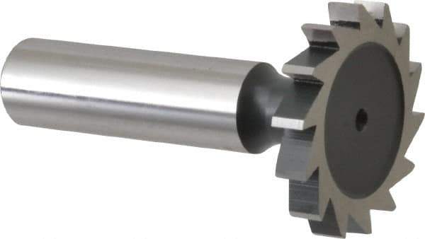 Interstate - 1-1/4" Diam x 3/16" Face Width, Cobalt, 14 Teeth, Shank Connection Woodruff Keyseat Cutter - Uncoated, 2-3/16" OAL x 1/2" Shank, Straight Teeth, ANSI 610, Old Standard 19 - All Tool & Supply