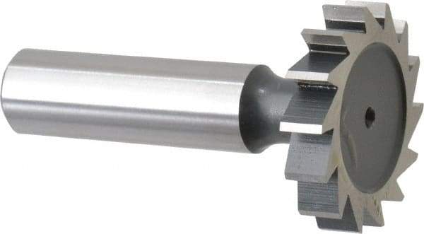 Interstate - 1-1/4" Diam x 1/4" Face Width, Cobalt, 14 Teeth, Shank Connection Woodruff Keyseat Cutter - Uncoated, 2-1/4" OAL x 1/2" Shank, Straight Teeth, ANSI 810, Old Standard 21 - All Tool & Supply