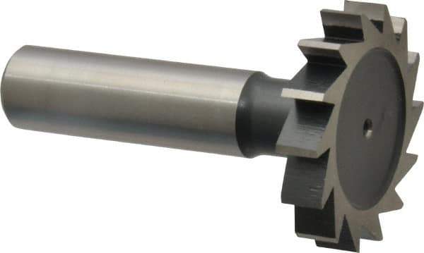 Interstate - 1-3/8" Diam x 1/4" Face Width, Cobalt, 14 Teeth, Shank Connection Woodruff Keyseat Cutter - Uncoated, 2-1/4" OAL x 1/2" Shank, Straight Teeth, ANSI 811, Old Standard 22 - All Tool & Supply