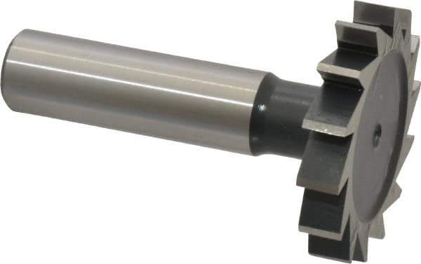 Interstate - 1-1/2" Diam x 1/4" Face Width, Cobalt, 16 Teeth, Shank Connection Woodruff Keyseat Cutter - Uncoated, 2-1/4" OAL x 1/2" Shank, Straight Teeth, ANSI 812, Old Standard 24 - All Tool & Supply