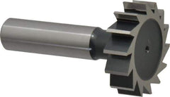 Interstate - 1-3/8" Diam x 3/8" Face Width, Cobalt, 14 Teeth, Shank Connection Woodruff Keyseat Cutter - Uncoated, 2-3/8" OAL x 1/2" Shank, Straight Teeth, ANSI 1211, Old Standard F - All Tool & Supply