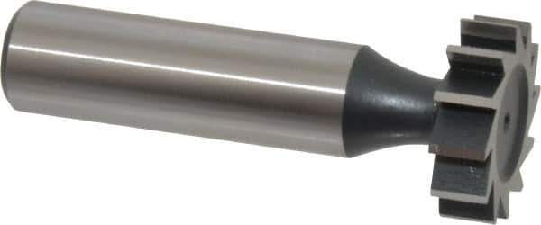 Interstate - 7/8" Diam x 1/4" Face Width, High Speed Steel, 10 Teeth, Shank Connection Woodruff Keyseat Cutter - Uncoated, 2-1/4" OAL x 1/2" Shank, Straight Teeth, ANSI 807, Old Standard A - All Tool & Supply