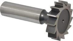 Interstate - 1-1/4" Diam x 5/16" Face Width, High Speed Steel, 14 Teeth, Shank Connection Woodruff Keyseat Cutter - Uncoated, 2-5/16" OAL x 1/2" Shank, Straight Teeth, ANSI 1010, Old Standard D - All Tool & Supply