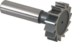 Interstate - 1-3/8" Diam x 3/8" Face Width, High Speed Steel, 14 Teeth, Shank Connection Woodruff Keyseat Cutter - Uncoated, 2-3/8" OAL x 1/2" Shank, Straight Teeth, ANSI 1211, Old Standard F - All Tool & Supply