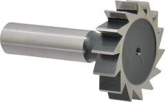 Interstate - 1-1/2" Diam x 3/8" Face Width, High Speed Steel, 16 Teeth, Shank Connection Woodruff Keyseat Cutter - Uncoated, 2-3/8" OAL x 1/2" Shank, Straight Teeth, ANSI 1212, Old Standard G - All Tool & Supply