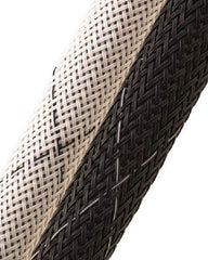 Techflex - Black/White Braided Expandable Cable Sleeve - 50' Coil Length, -103 to 257°F - All Tool & Supply