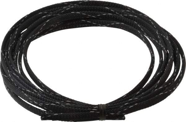 Techflex - Black/White Braided Expandable Cable Sleeve - 10' Coil Length, -103 to 257°F - All Tool & Supply