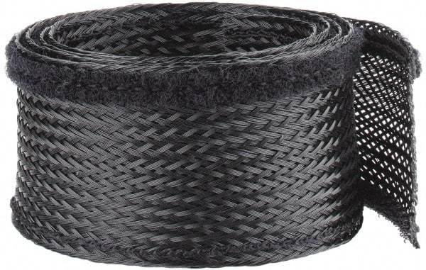 Techflex - Black Braided Cable Sleeve - 3' Coil Length, -103 to 257°F - All Tool & Supply