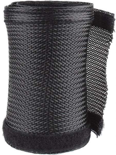 Techflex - Black Braided Cable Sleeve - 3' Coil Length, -103 to 257°F - All Tool & Supply