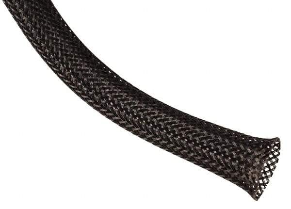 Techflex - Black Braided Expandable Cable Sleeve - 50' Coil Length, -103 to 257°F - All Tool & Supply