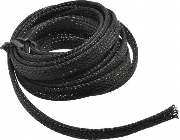 Techflex - Black Braided Expandable Cable Sleeve - 10' Coil Length, -103 to 257°F - All Tool & Supply