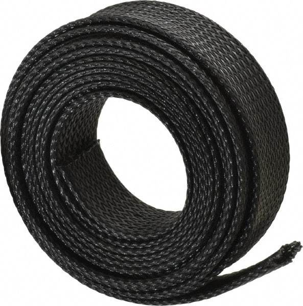 Techflex - Black Braided Expandable Cable Sleeve - 10' Coil Length, -103 to 257°F - All Tool & Supply