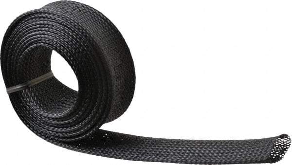 Techflex - Black Braided Expandable Cable Sleeve - 10' Coil Length, -103 to 257°F - All Tool & Supply