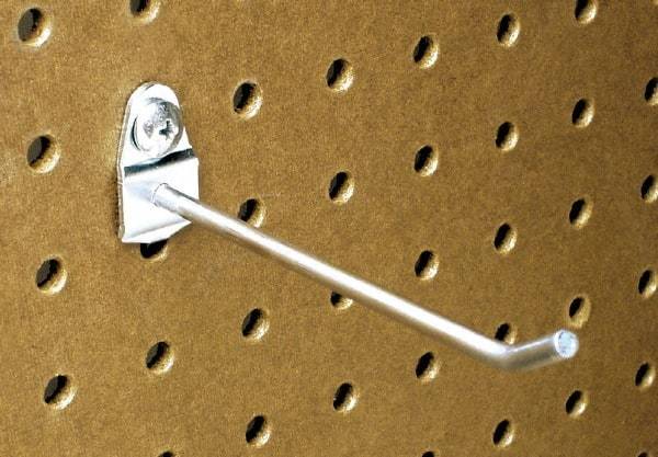 Triton - 3/16" Diam, 4" Long Single Angled End Pegboard Hook - 4-5/8" Projection, 30° Bend, 1/2" Bend Length, Steel - All Tool & Supply