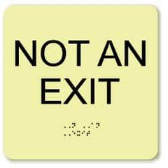 NMC - Not an Exit, Plastic Exit Sign - 8" Wide x 8" High, English/Braille, Glow-in-the-Dark - All Tool & Supply