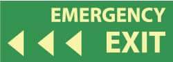 NMC - Emergency Exit, Plastic Exit Sign - 14" Wide x 5" High, Glow-in-the-Dark - All Tool & Supply