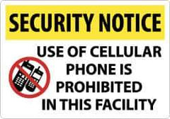 NMC - "Security Notice - Use of Cellular Phone Is Prohibited in This Facility", 14" Long x 20" Wide, Aluminum Safety Sign - Rectangle, 0.04" Thick, Use for Security & Admittance - All Tool & Supply