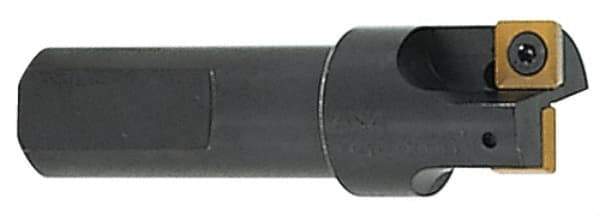 Cutting Tool Technologies - 7/8" Cut Diam, 0.28" Max Depth of Cut, 3/4" Shank Diam, 3" OAL, Indexable Square Shoulder Centercutting End Mill - SPEH 2.522 Inserts, Flatted Shank, 90° Lead Angle, Through Coolant - All Tool & Supply