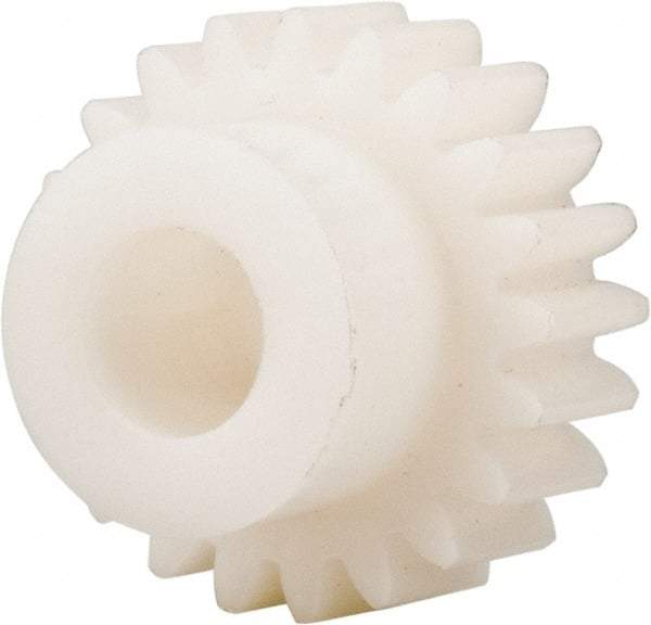 Made in USA - 20 Pitch, 1.05" Pitch Diam, 1.15" OD, 21 Tooth Spur Gear - 3/8" Face Width, 3/8" Bore Diam, 47/64" Hub Diam, 20° Pressure Angle, Acetal - All Tool & Supply