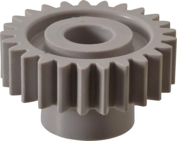 Made in USA - 20 Pitch, 1-1/4" Pitch Diam, 1.35" OD, 25 Tooth Spur Gear - 3/8" Face Width, 3/8" Bore Diam, 47/64" Hub Diam, 20° Pressure Angle, Acetal - All Tool & Supply