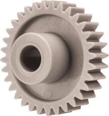 Made in USA - 20 Pitch, 1.6" Pitch Diam, 1.7" OD, 32 Tooth Spur Gear - 3/8" Face Width, 3/8" Bore Diam, 47/64" Hub Diam, 20° Pressure Angle, Acetal - All Tool & Supply