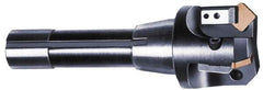 APT - 15° Lead Angle, 2-1/2" Max Cut Diam, 2-1/2" Min Cut Diam, 0.4063" Max Depth of Cut, Indexable Chamfer and Angle End Mill - 5 Inserts, SPG, SPU Insert Style, 5" OAL, Taper Shank - All Tool & Supply