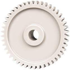 Made in USA - 20 Pitch, 2-1/4" Pitch Diam, 2.35" OD, 45 Tooth Spur Gear - 3/8" Face Width, 3/8" Bore Diam, 47/64" Hub Diam, 20° Pressure Angle, Acetal - All Tool & Supply