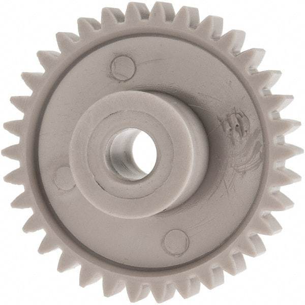 Made in USA - 24 Pitch, 1.416" Pitch Diam, 1-1/2" OD, 34 Tooth Spur Gear - 1/4" Face Width, 1/4" Bore Diam, 39/64" Hub Diam, 20° Pressure Angle, Acetal - All Tool & Supply