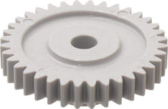 Made in USA - 24 Pitch, 1-1/2" Pitch Diam, 1.583" OD, 36 Tooth Spur Gear - 1/4" Face Width, 1/4" Bore Diam, 5/8" Hub Diam, 20° Pressure Angle, Acetal - All Tool & Supply