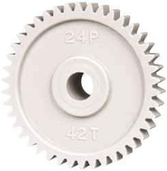 Made in USA - 48 Pitch, 1-3/4" Pitch Diam, 1.833" OD, 42 Tooth Spur Gear - 1/4" Face Width, 5/16" Bore Diam, 43/64" Hub Diam, 20° Pressure Angle, Acetal - All Tool & Supply