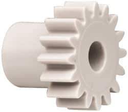 Made in USA - 32 Pitch, 1/2" Pitch Diam, 9/16" OD, 16 Tooth Spur Gear - 3/16" Face Width, 5/32" Bore Diam, 11/32" Hub Diam, 20° Pressure Angle, Acetal - All Tool & Supply