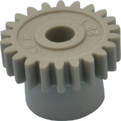 Made in USA - 32 Pitch, 11/16" Pitch Diam, 3/4" OD, 22 Tooth Spur Gear - 3/16" Face Width, 3/16" Bore Diam, 1/2" Hub Diam, 20° Pressure Angle, Acetal - All Tool & Supply