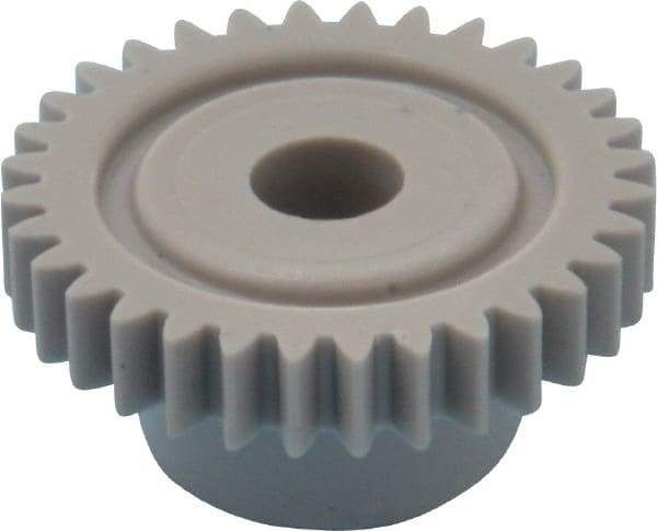 Made in USA - 32 Pitch, 1" Pitch Diam, 1-1/16" OD, 32 Tooth Spur Gear - 3/16" Face Width, 1/4" Bore Diam, 5/8" Hub Diam, 20° Pressure Angle, Acetal - All Tool & Supply