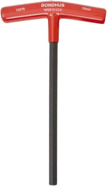 Bondhus - 10mm Hex, T-Handle Cushion Grip, Hex Key - 9" OAL, Protanium High Torque Steel, Metric System of Measurement - All Tool & Supply