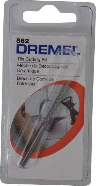 Dremel - 1/8" Diam, High Speed Steel Diamond Pattern Router Bit - Right Hand Cut, 61mm Overall Length, 1/8" Shank Diam, Use on Cement Board, Ceramic Wall Tile, Plaster - All Tool & Supply