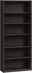 Hon - 6 Shelf, 81-1/8" High x 34-1/2" Wide Bookcase - 12-5/8" Deep, Steel, Charcoal - All Tool & Supply