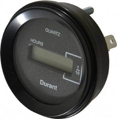 Durant - Supertwist LCD Display Hour Meter - 58.4mm High, 12VDC-60VAC Voltage, Solid State Hourmeter Round - All Tool & Supply