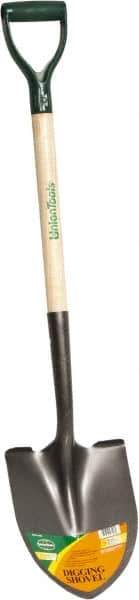 UnionTools - 11-1/2" High x 8-5/8" Wide Round Steel Shovel - 28" Long Wood D-Grip Handle, Front Turned - All Tool & Supply