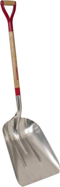 Razor-Back - 19-3/4" High x 15-1/4" Wide Square Aluminum Shovel - 36" Long Wood D-Grip Handle - All Tool & Supply